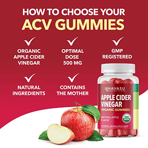 HAVASU NUTRITION Organic Apple Cider Vinegar Gummies with The Mother
