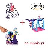 Set of 3 Finger Monkey Playset Baby Monkey Swing Set + Monkey Seesaw + Purple Jungle Gym Climbing Stand by Arute