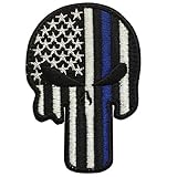 SpaceAuto 3D Embroidered Head Shape American Flag Skull Military Army Tactical Morale Badge Patch 2.56
