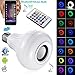 PaddSun Christmas LED Bulb Bluetooth Speaker Integrated, 6W E27 Base RGB Color Changing Smart Wireless Stereo Audio Music Play Light with 24 Keys Remote for iOS Android Bar Home KTV Party Restaurant