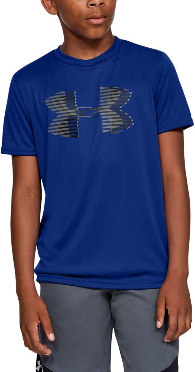 Under Armour Boys' Tech Big Logo Solid T-Shirt, Royal (400)/Graphite, Youth X-Small