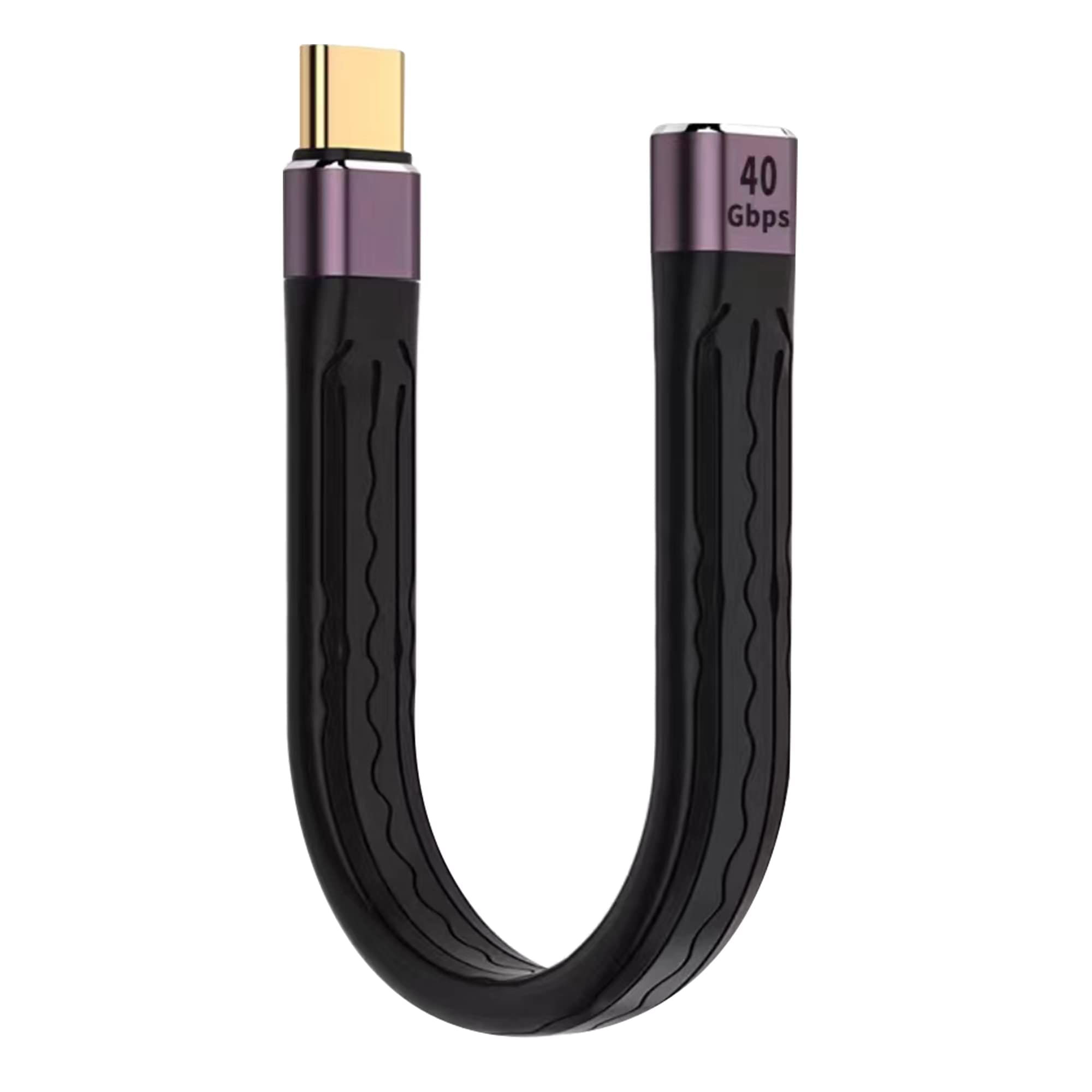 QIANRENON 40Gbps USB C Male to USB C Female Short Cable Usb4.0 Type C Male to Female 100w Pd Fast Charge, 8K Video, Built-in E-mark Chip for Fast Charge Data Transmission Hd Video, 5.1 in (12.9 cm)