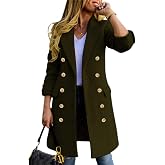 IDEALSANXUN Womens Fall Winter Wool Coats Double Breasted Midi Peacoat Trench Coats