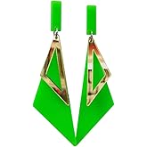 80S Vintage Neon Double Layer Triangle Long Pendant Acrylic Earrings Creative Exaggerated Geometric Pendant Glow Earrings Concert Party Jewelry Gifts