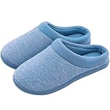 HomeTop Women's Comfort Slip On Memory Foam French Terry Lining Indoor Clog House Slippers (L /9-10 B(M) US, Blue)