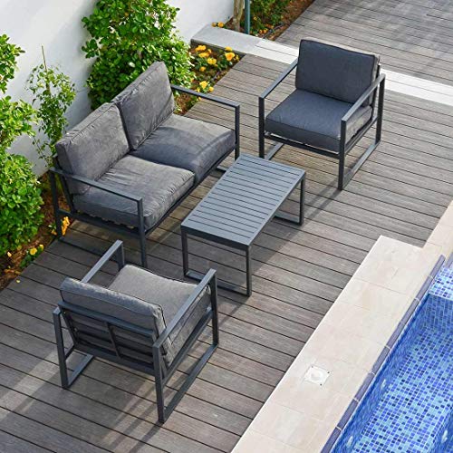OUTLIV. Sydney Loungeecke 4tlg. aus Aluminium/Polster Gartenlounge in Anthrazit/Grau Outdoor Gartenlounge Set