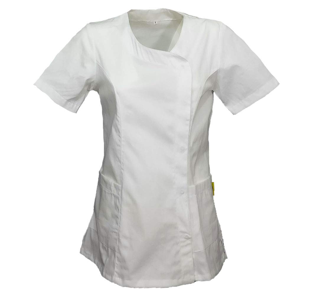 Fratelli ditalia Women's Work Gown Beautician Massage Hairdressing Salon Kindergarten White