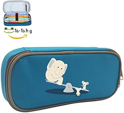 An Elephant And A Mouse Multicolor pen bag,Pencil case Teens pen container,Double zipper student stationery girl's durable large volume bag of makeup bag
