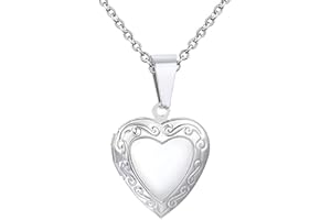 KunBead 20 inch Love Open Heart Photo Picture Locket Necklace with Picture inside-Stainless Steel for Women