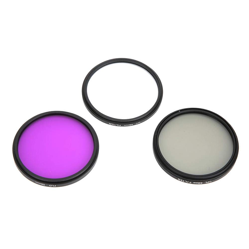 Camera Lens Filter Kit,58mm UV CPL FLD Optical Glass Colour Lens Filter Kit Photography Accessory with Storage Bag for DSLR SLR Digital Camera
