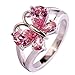 Psiroy 925 Sterling Silver Plated Simulated Pink Topaz Butterfly Ring Size 9