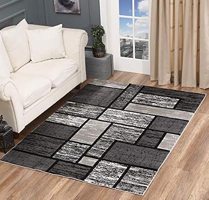 Golden Rugs Area Rug Abstract Modern Boxes Black Grey Carpet Bedroom Living Room Contemporary Dining Accent Sevilla Collection 6614 8x10 Grey Amazon Sg Home
