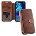 Wilken Wallet Case with Detachable Magnetic Phone Case Compatible with iPhone X/XS | Compatible with MagSafe & Wireless Charging | Top Grain Leather | Custom Metal Buttons (X/XS, Brown)
