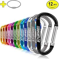3" Aluminum D Ring Carabiners Clip D Shape Spring Loaded Gate Small Keychain Carabiner Clip Set for Outdoor Camping Mini Lock Snap Hooks Spring Link Key Chain Durable Improved 12 PCS (Assorted)