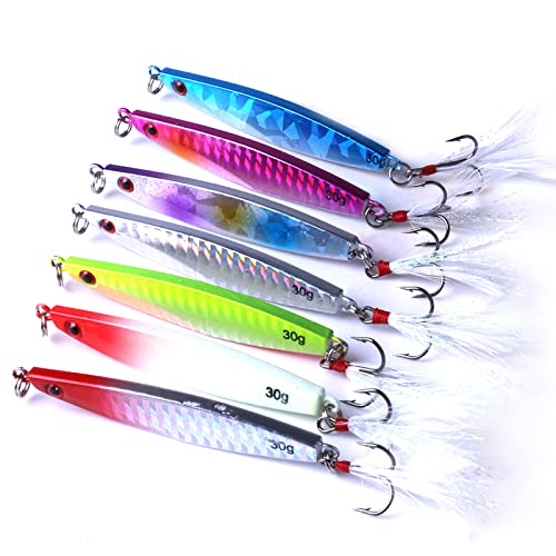CENPEK 7 Pcs Fishing Lures Set, Fishing Baits Kit Spinner Hard Bait Artificial Bait Floating Lures for Salmon Trout Lure Baits With Treble Hooks