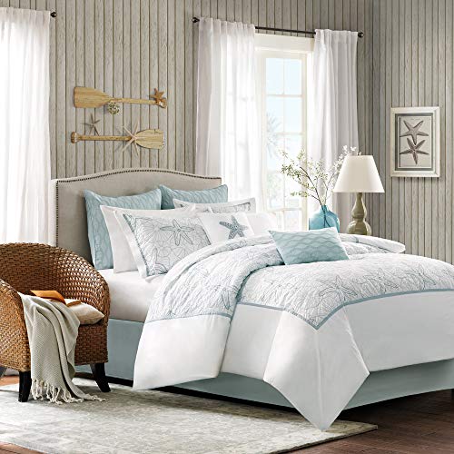 Harbor House 4-Piece Maya Bay Cotton Embroidered Oversized Comforter Set, Queen, White