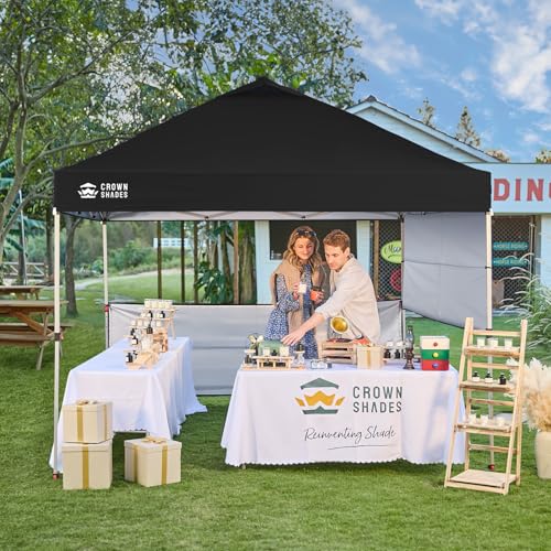 CROWN SHADES 10x10 Pop Up Canopy Tent with Sidewalls, Centerlok Instant Setup, UPF 50+, Black image 26