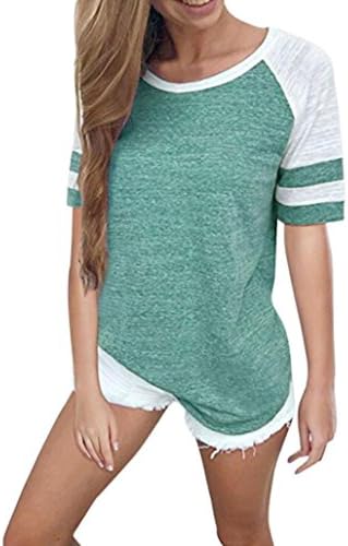 SanCanSn Tops Clearance! Casual Tee Lady Loose Blouse Solid Color Round Neck Short Sleeve T-Shirt (US (8-10)=Tag Size:M, Z#Green)