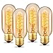 Edison Light Bulb, 40 Watt Vintage Light Bulb, Dimmable Incandescent Light Bulb, 110v - 130v, E27/E26 Base - Amber Warm - T45 Tubular Shape - Clear Glass Light Bulbs for Home Light Fixtures