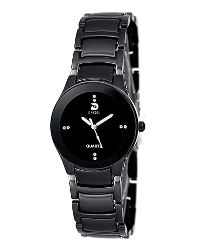 DAIZEL Round Dial Premium Quality Series Analogue Black Dial Black Stainless Steel Strape Fashion Wrist Watch for Women & Girls | DV-IIK-Small-BK