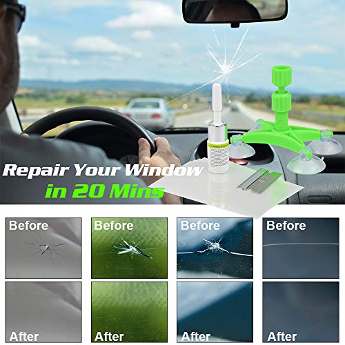 VSTM Car Windshield Repair Kit, Upgraded Auto Windshield Repair Kit Tool with Windshield Repair Resin for Fix Auto Glass Windshield Cracks, Chips, Half Moon Crescents, Bulll's-Eyes and Stars