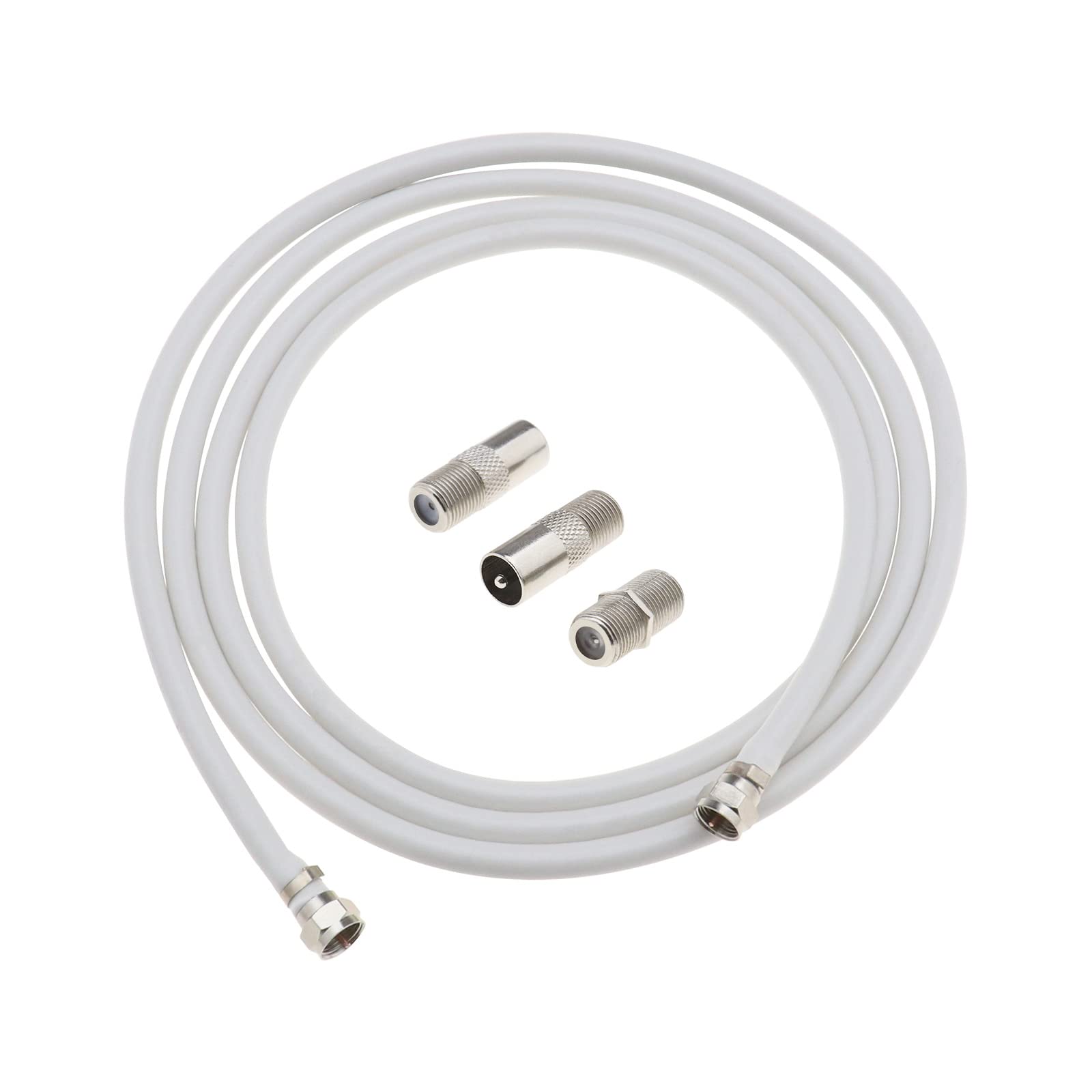 ECSiNG 1.8M White RG6 Coaxial Cable with Connectors F81 / RF for Digital Coax - AV Cable TV Antenna and Satellite Cable Extension High Speed HD Video