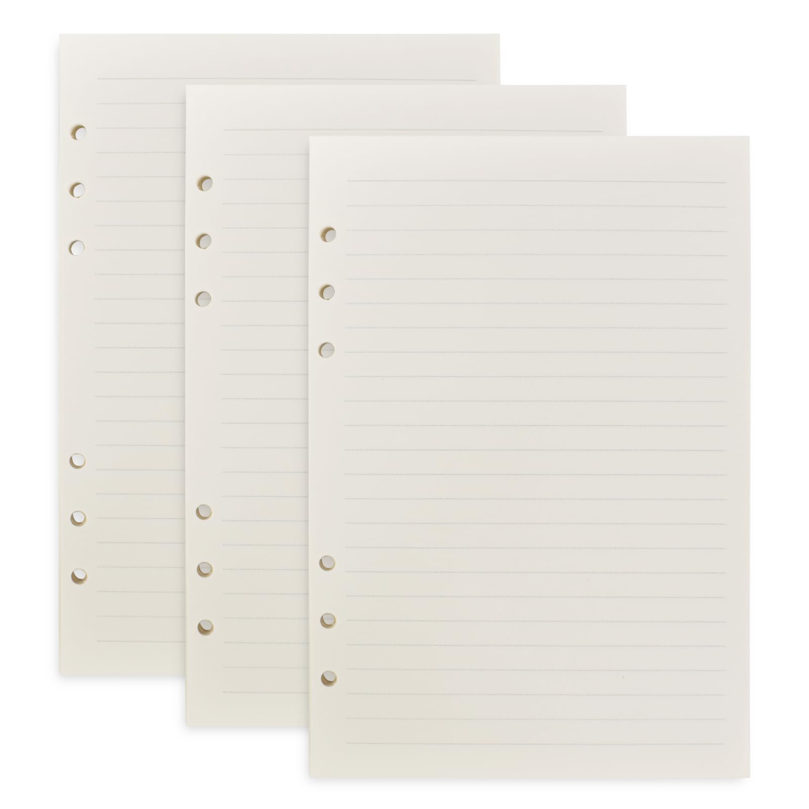 A5 Refill Paper, 3 Pack 135 Sheets A5 Refillable Note Paper, 6 Hole Filler Inserts Loose Leaf Paper, Dotted Blank Lined A5 Notebook Paper Refill for 6 Ring A5 Binder Notebook Refill Pad (Lined)