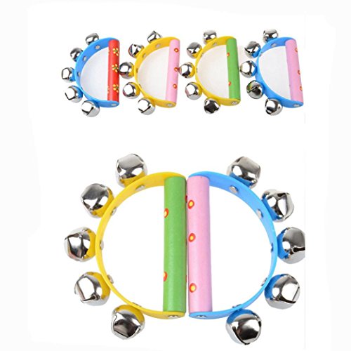 Gbell Cute Rainbow Musical Rattle Toys for Infants, Toddler Wood Jingle Ring Handbell Educational Toys for Baby Girls Boys 0-36 Months,Random Color (A)