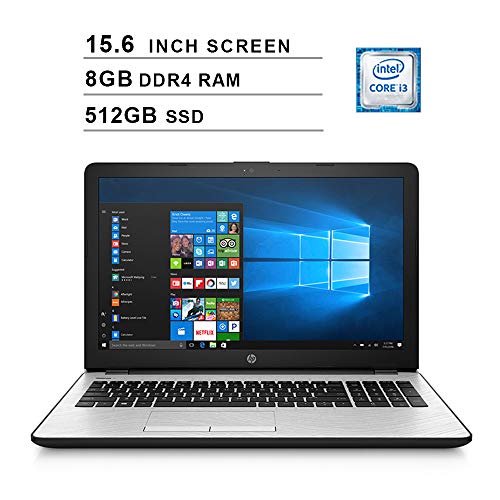 HP 2019 Newest 15 15.6 Inch HD Laptop (Intel Dual Core i3-7100U 2.4 GHz, 8GB RAM, 512GB SSD, Intel UHD Graphics 620, WiFi, HDMI, Bluetooth, Windows 10) (Silver)