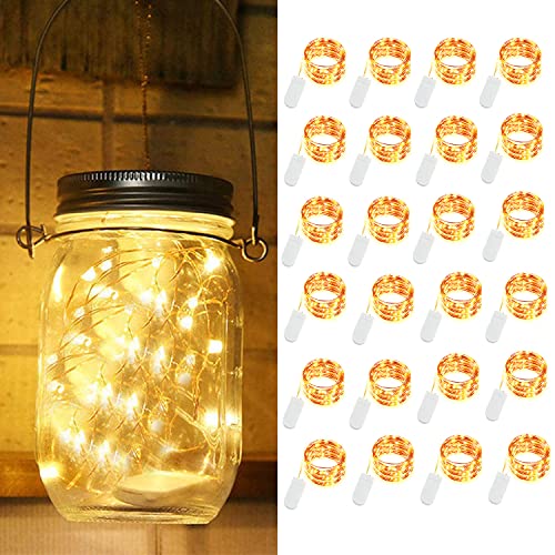 LEDIKON 24 Pack LED Fairy Lights Battery Operated,7.2ft 20 LED Copper Wire Warm White Firefly