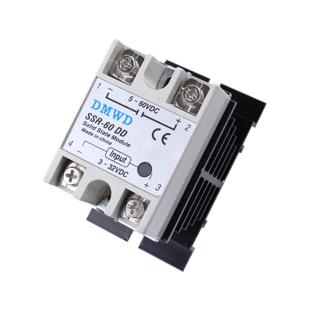 Photo 1 of SSR-60DD Solid State Relay DC to DC (Input 3-32V DC Output 5-60V DC) with Heat Sink, 60A