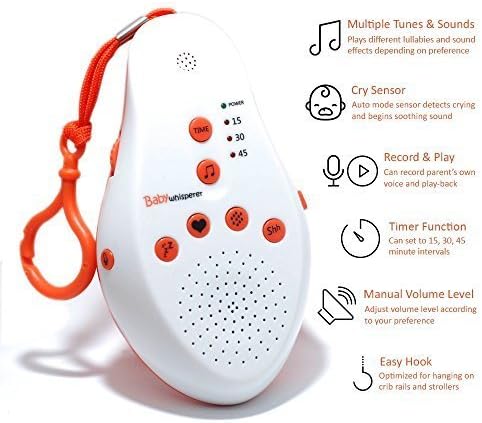 Sleep White Noise Baby Sound Machine - Soothing Sounds Soundspa- Lullaby Projector -The Shusher -Electronic Husher- Portable Heartbeat Machine- Sounds To Fall ASLEEP-Sleepeasy Version White-Noise- Shh