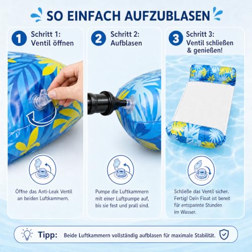 CNMTCCO Air Mattress Pool Water Hammock, 4 in 1 Inflatable Water Hammock for Adults, Foldable Water Hammock Air Mattress Water for Swimming Pool, Beach and Sea