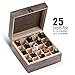 Vintage Essential Oil Box / Case Storage + 288 Labels + Essential Oil Opener + 12 Pipettes - Foam Insert For Travel - Natural Paulownia 25 Holds - Retro Box Match Your Home Decro