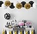 Paxcoo 30 Pcs Black and Gold Party Decorations with Tassel Garland and Paper Pom Poms for 20st, 30th, 40th, 50th, 60th, 70th,75th, 80th Birthday
