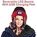 EZGO Reversible LED Knitted Beanie Hat With USB Charging Port - Perfect Hands Free Flashlight for Camping, Hunting, Grilling, Running, Walking or Handyman Working