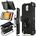 Xawy U679 ULAK Note 3 Case, Galaxy Note 3 Case, Shockproof Protection Hybrid Rugged Samsung Galaxy Note 3 Case Rubber Built-in Rotating Kickstand Belt Swivel Clip Holster Note 3 Case