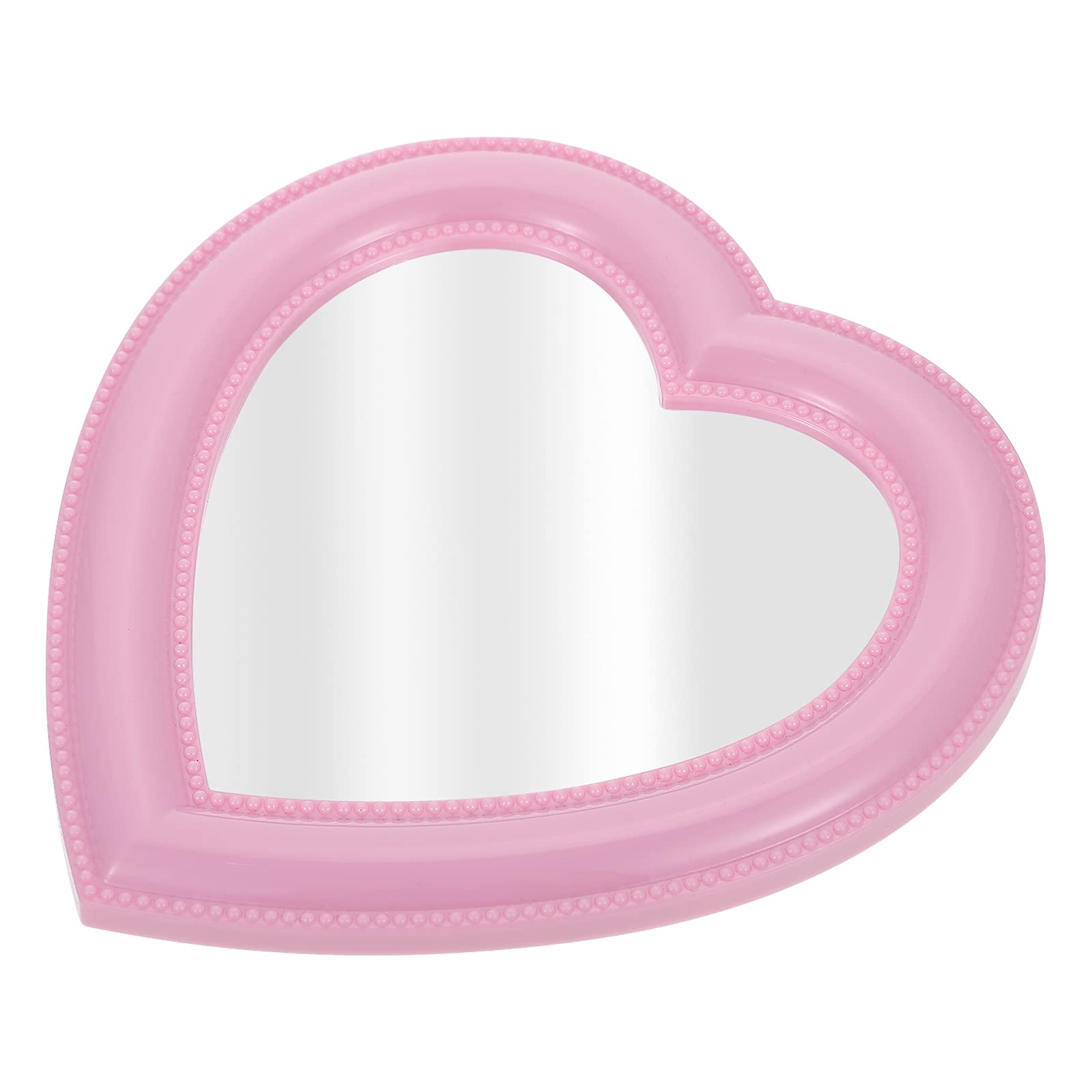 FOMIYES Bedroom Tabletop Mirror Wall Hanging Love Heart Shaped Cosmetic Mirror for Women Girls Vanity Accessories Pink