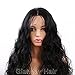 Giannay Hair Lace Front Wigs Natural Water Wave Wigs Synthetic Wig Glueless Long Wavy Wig Half HandMade High Temperature Heat Resistant Fiber Wig with Baby Hair Black Color for Women 24 Inch