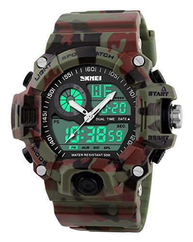 Gosasa Multi Function Military S-shock Camouflage Green Sports Watch LED Digital Waterproof Alarm Watches
