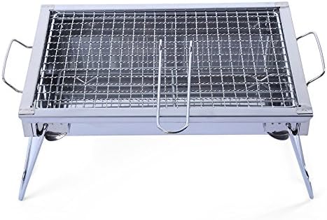 33.2 x 22.5cm Outdoor Camping Survival Kit Portable Folding BBQ Charcoal Stainless Steel Stove Cooker Smoker