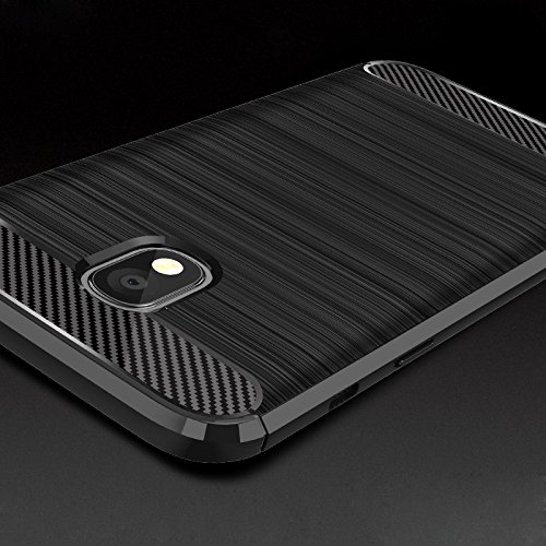 Samsung Galaxy J3 2018 Case,Galaxy J3 Eclipse 2/J3 Orbit/J3 Achieve/J3 Express Prime/J3 Prime 2 Case,YYQUEEN Carbon Fiber TPU Rugged Armor Protective Cover for Samsung Galaxy J3 2018 (Black)