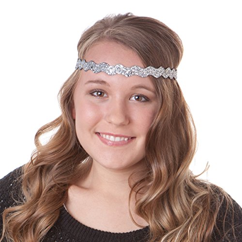 Hipsy Women's Bling Glitter Adjustable No Slip Headband Bulk Gift 10pk (Wave Neutral 10pk)