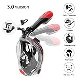 VEGASIGNS Snorkel Mask Full Face Diving Mask, Foldable Snorkel Mask Easy Breath 180 Degree Panoramic View with Detachable Camera Mount, Anti-Fog and Anti-Leak for Adults and Kids