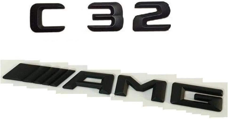 3D Matte Black Rear Trunk Letters Emblems Emblem Badge for Benz C32 AMG