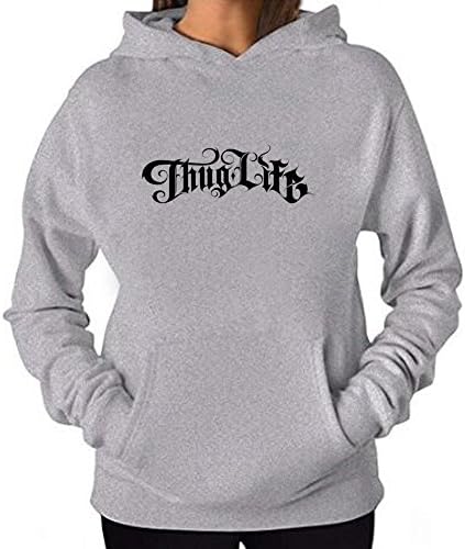 Aldwin Mananquil Women's Thug Life Tupac Graphic Hoodies XXL Grey
