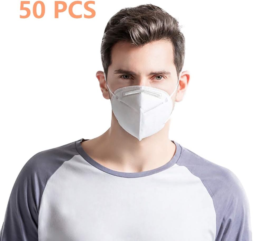 50 pcs Disposable Face Mask KN95 Non-Woven Mask Filter 95% Bacteria Earloop Dust Protective Face Mask Anti Pollution PM2.5 Mouse Mask for Men Women Kids Teens (50 pcs)