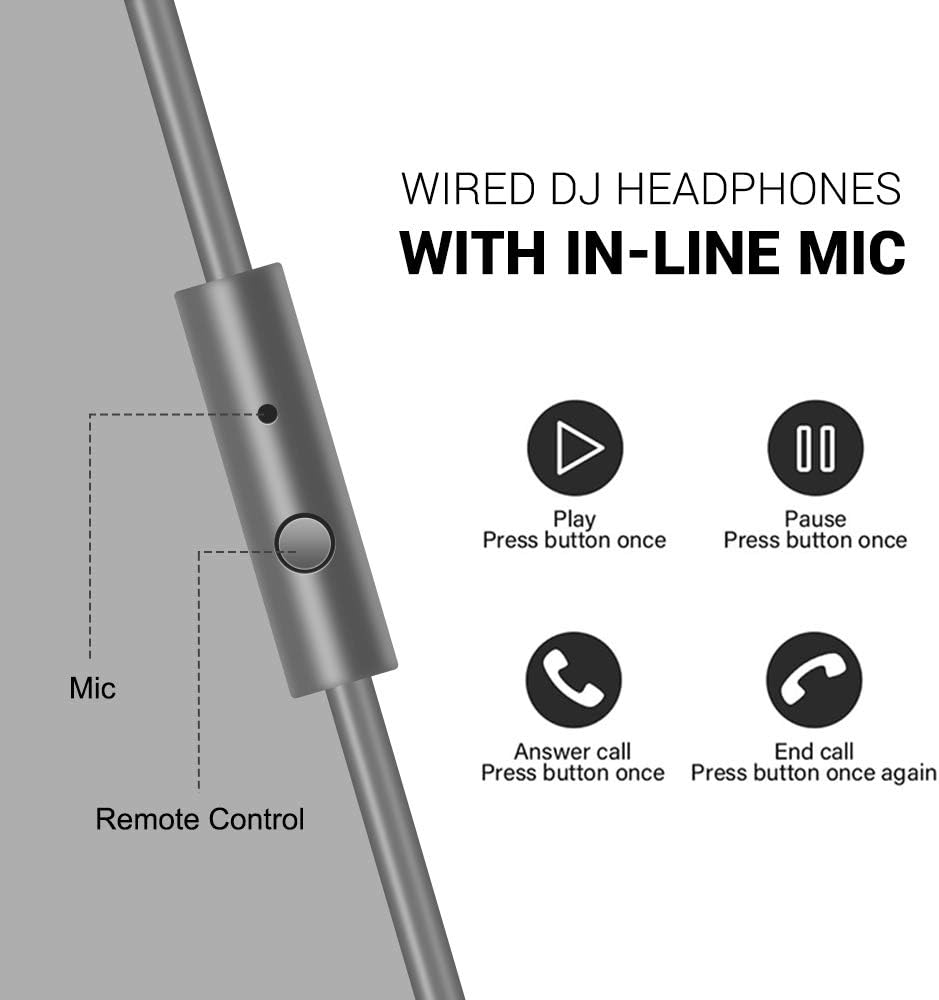 OneOdio Over Ear Headphone, Wired Bass Headsets with 50mm Driver, Foldable Lightweight Headphones with Shareport and Mic for Recording Monitoring Mixing Podcast Guitar PC TV - (Grey): Home Audio & Theater