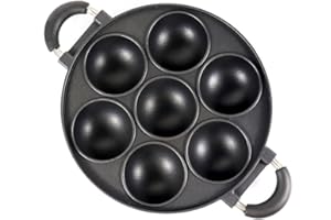 Cast Iron Muffin Pan, Pre-Seasoned 7-Cup Nonstick Baking Pan, Round Mold for Scones, Cornbread, Fried Egg & Brownies, Open Fr