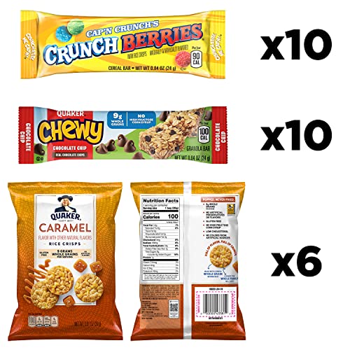 Quaker Rice Crisps, Chewy and Cap'n Crunch On the Go Snack Mix, (28